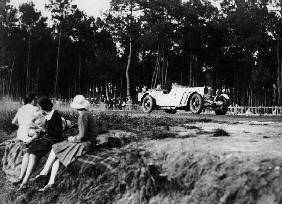 Mercedes-Benz SS in action at the Le Mans 24 Hours, France.Women spectators watch the car of Rudolf  1930