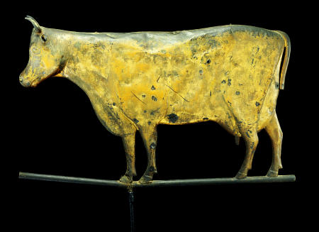 Molded And Gilded Copper Weathervane Depicting a Cow von 