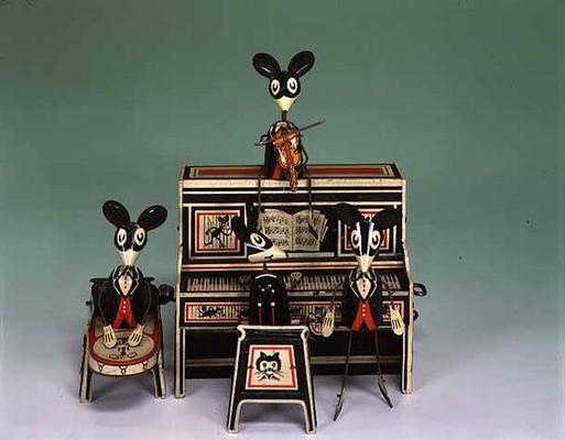 `Mary Merrymakers', a Louis Marx clockwork mouse orchestra, American (tinplate) von 