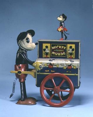 Mickey Mouse clockwork hurdy-gurdy, German, 1920's von 