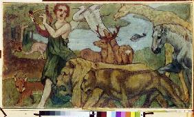 Orpheus mit den Tieren (Entwurf für einen Wandbehang) 1907