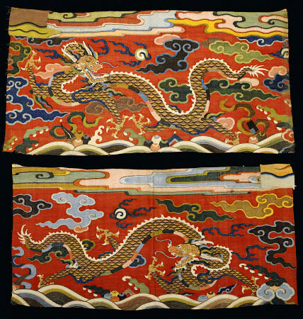 Pair Of Kesi Rectangular Dragon Panels von 