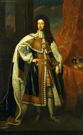 Portrait Of King William III (1650-1702), In State Robes, With The Crown And Orb On A Cushion Beside von 