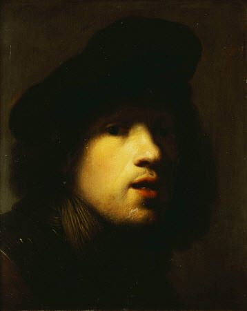 Portrait Of The Artist, Head And Shoulders, In A Black Beret And A Gorget von 