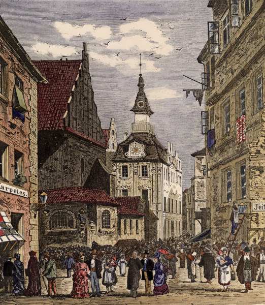 Prag, Altnai-Synagoge & Rathaus, Holzst von 