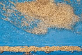 Paint on wood with sand (photo) 