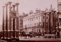 Park Lane being decorated for Queen Victoria's Diamond Jubilee, 1897 (sepia photo) C18th