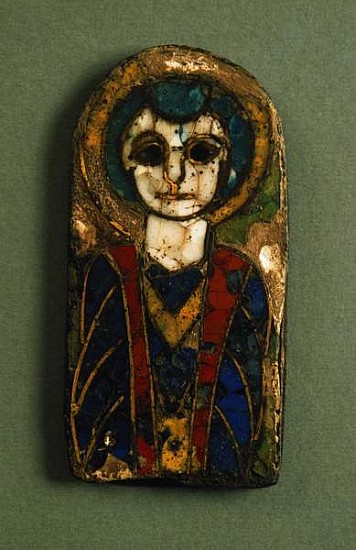 Rounded plaque, depicting Christ or a saint, late 9th century (enamel) von 