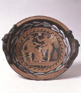 Red-figure patera depicting winged Eros and seated female figure, Greek (pottery) 19th