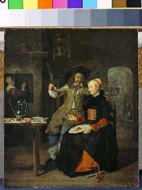Selbstbildnis des Künstlers mit seiner Frau Isabella de Wolff im Wirtshaus 1661