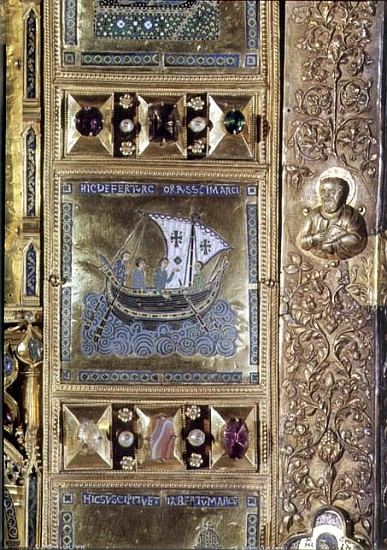 Settlement of the Body of St. Mark, enamel panel from the Pala d''Oro, San Marco Basilica, 10th-12th von 
