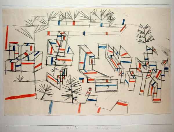 Square with stalls, 1927 (no 212) (chalk on paper on cardboard)  von 