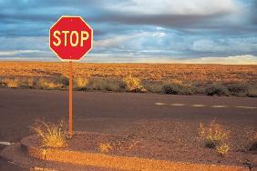 Stop sign at road (photo) 