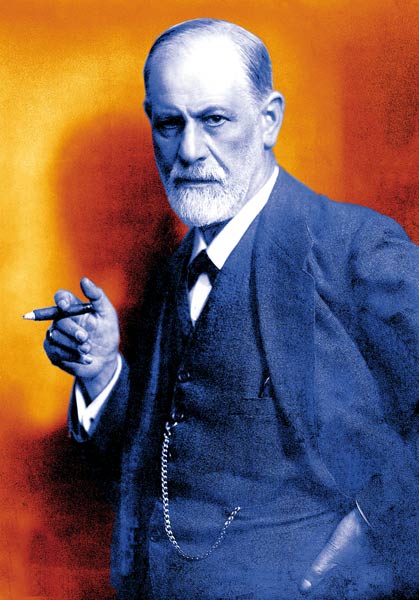 Austrian psychoanalyst Sigmund Freud , colourized document von 