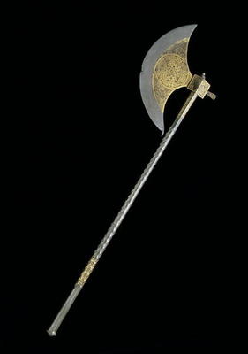 Steel axe with gold inlay, Egyptian, 15th century von 