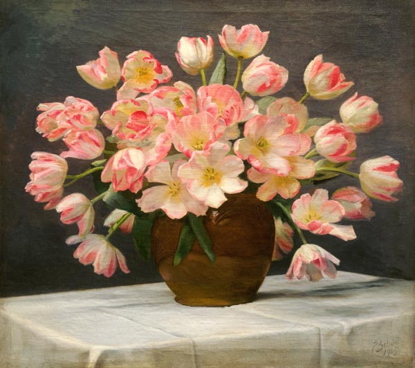 Tulips In A Vase On A Draped Table von 