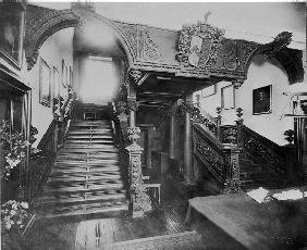 The staircase of Eyrecourt Castle, Co. Galway, Ireland 1890