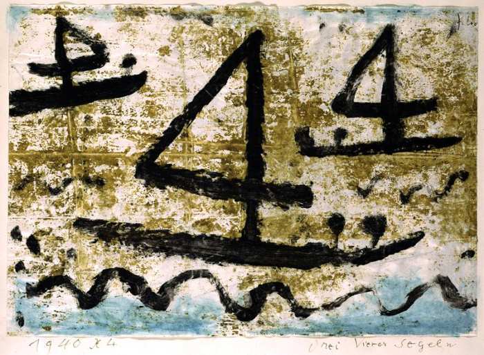 Three fours Sailing, 1940 (no 44) (wax paint and w/c on paper on cardboard)  von 