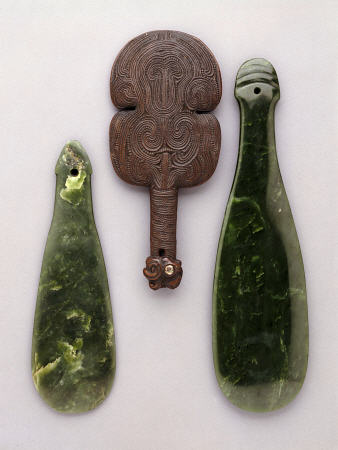 Three Maori Hand Clubs Including Two Made From Nephrite von 