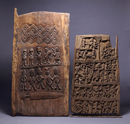 Two Yoruba Doors, One For A Shango Shrine, Both Carved In Relief With Various Figures von 