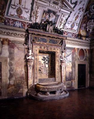 The main salon, detail of the fountain, designed by Pirro Ligorio (c.1500-83) for Cardinal Ippolito von 