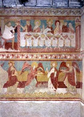 The Marriage at Cana, from the wall of the Choir, 12th-13th century (fresco) 15th