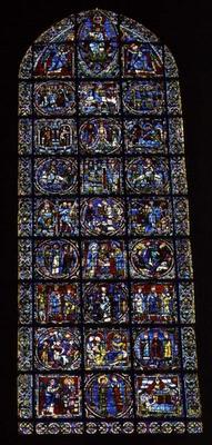 The Nativity and related scenes, lancet window in the west facade, 12th century (stained glass) (det von 
