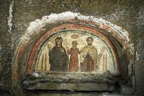 Tympanum depicting the family of the bishop Theotecnus, 5th-6th century AD (mosaic) 1919