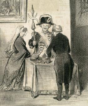 Wohltaetigkeit / Karik.v.Honore Daumier