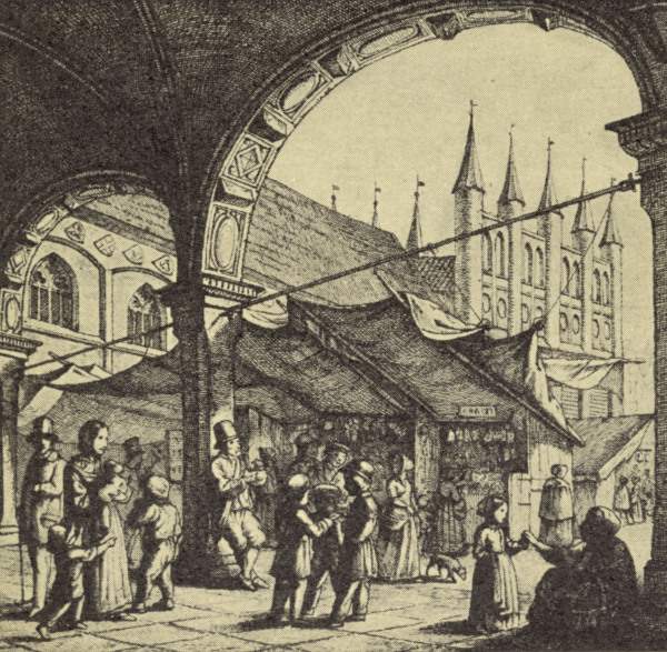 Weihnachtsmarkt in Lübeck, um 1865 von 