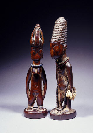 Yoruba Female And Male Ibeji Figures von 