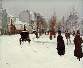 Der schneebedeckte Boulevard de Clichy