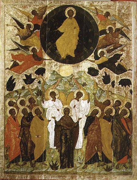 The Ascension of Our Lord, Russian icon from the Malo-Kirillov Monastery, Novgorod School von Novgorod School