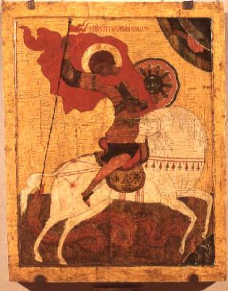St.George and the Dragon: Icon von Novgorod School