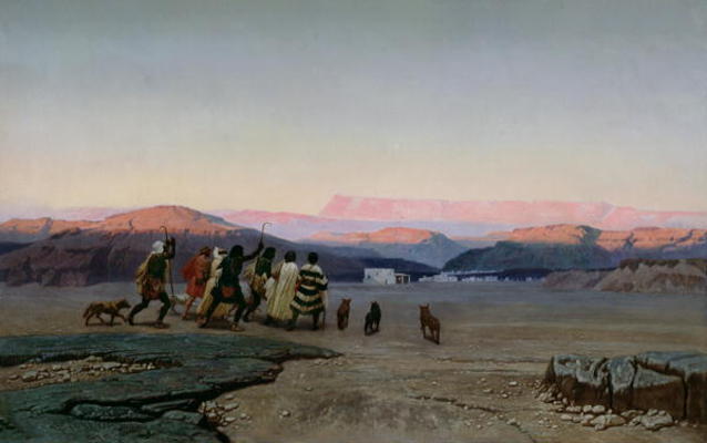 The Shepherds, Led by the Star, Arriving at Bethlehem, 1863 (oil on canvas) von Octave Penguilly l'Haridon