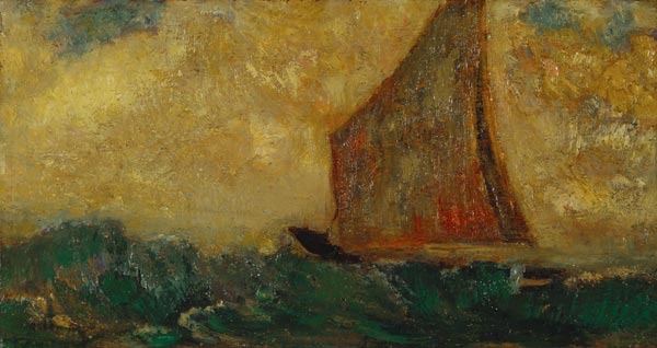 The Mystical Boat (oil on cradled panel) von Odilon Redon