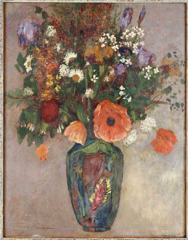 Blumenstrauß in einer Vase. von Odilon Redon