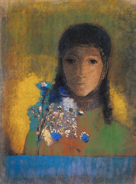 Frau mit Feldblumenstrauss. von Odilon Redon