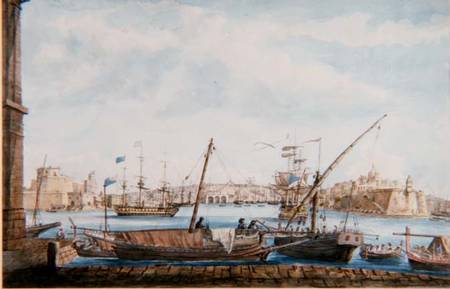 View of the Harbour of the Gallies from Valetta Side von of Tolcross Weir