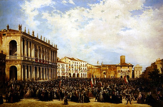 Victor Emmanuel II shows himself to the people of Vicenza from the balcony of Palazzo Chiericati von Orsola Faccioli Licata
