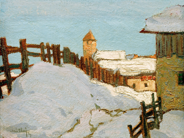 Dorf im Winter von Oskar Mulley