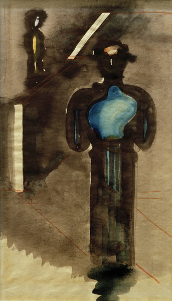 Zwei blauschwarze Figur von Oskar Schlemmer