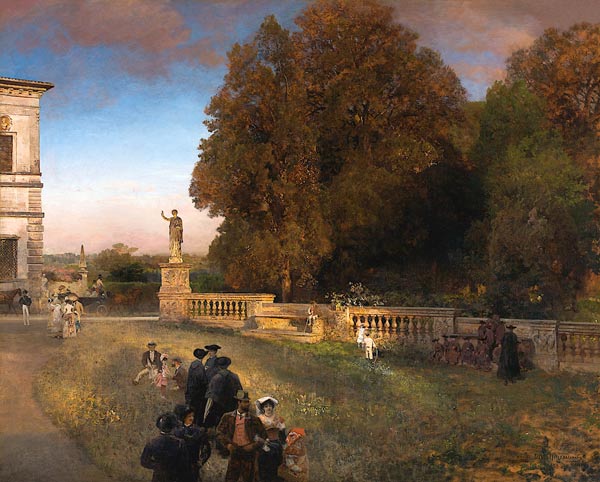 Im Park der Villa Borghese von Oswald Achenbach