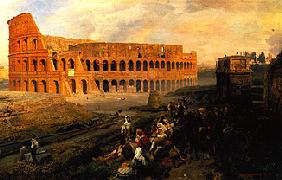 Vor dem Kolosseum in Rom. 1877