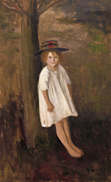 Mädchen mit Hut von Otto Modersohn