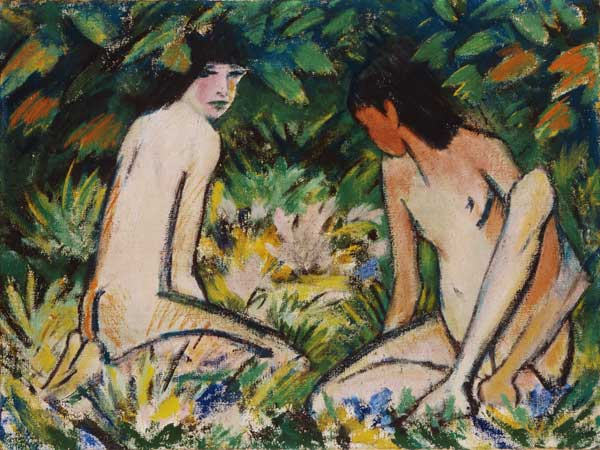 Zwei Mädchen im Grünen von Otto Mueller