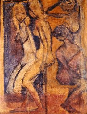 Three Girls, 1922 (oil on canvas) (see 274039 for recto) 1890