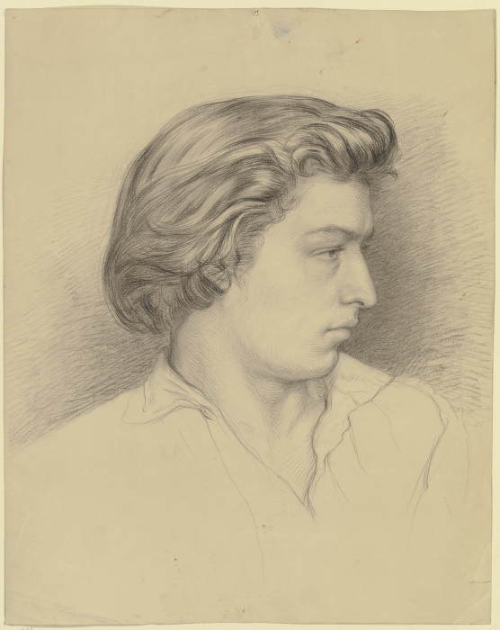 Bildnis eines jungen Mannes im Profil nach rechts von Otto Scholderer