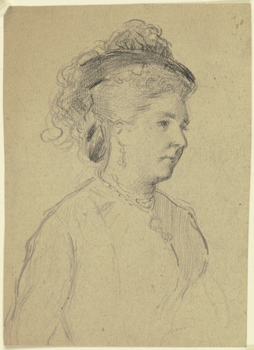Brustbild einer Dame mit Hut von Otto Scholderer