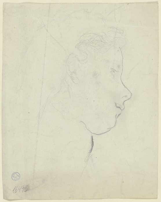 Kopf eines jungen Mädchens im Profil nach rechts von Otto Scholderer